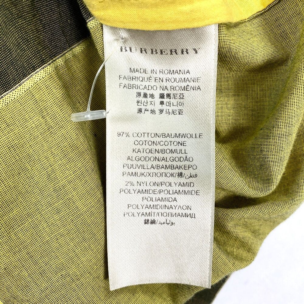 Burberry Brit Top Nova Check Plaid Tunic Zip Womens XL Yellow Black Cotton Blend - Picture 6 of 10